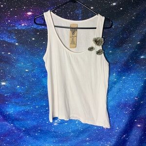 TRF- White Tank w/Flowers size Large